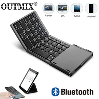 OUTMIX nowa przenośna Mini trzy składana klawiatura Bluetooth bezprzewodowa składana klawiatura Touchpad dla IOS Android Windows ipad Tablet 1